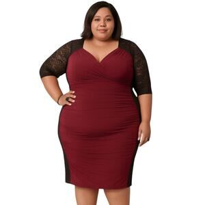 Kiyonna Dress Bodycon Lace Whimsigoth Vampire Romantic Witchy Black Red 4 4X